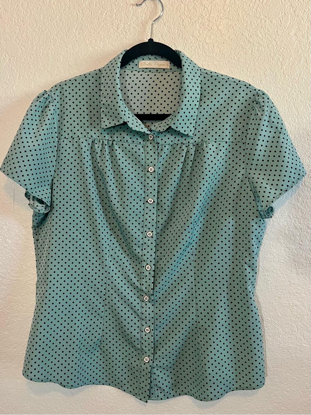 Bella Paige Mint Polka Dot Short-Sleeve Button-Down Shirt